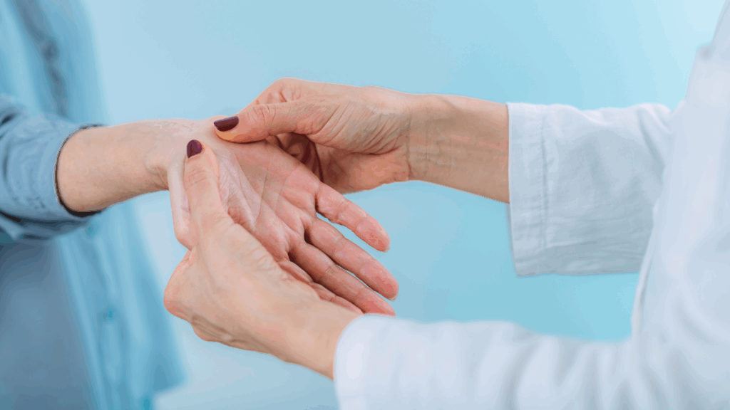 Practitioner using muscle testing to assess a patient’s energy and structural balance